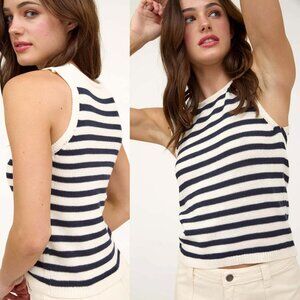 Georgia Stripe Sweater Cropped Tank Top